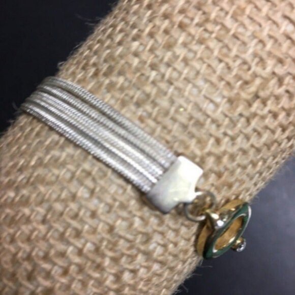 Circle Cord Band Bracelet 7 In As Is Silver Rhinestone Retro Vintage Bling Glam - Picture 5 of 6